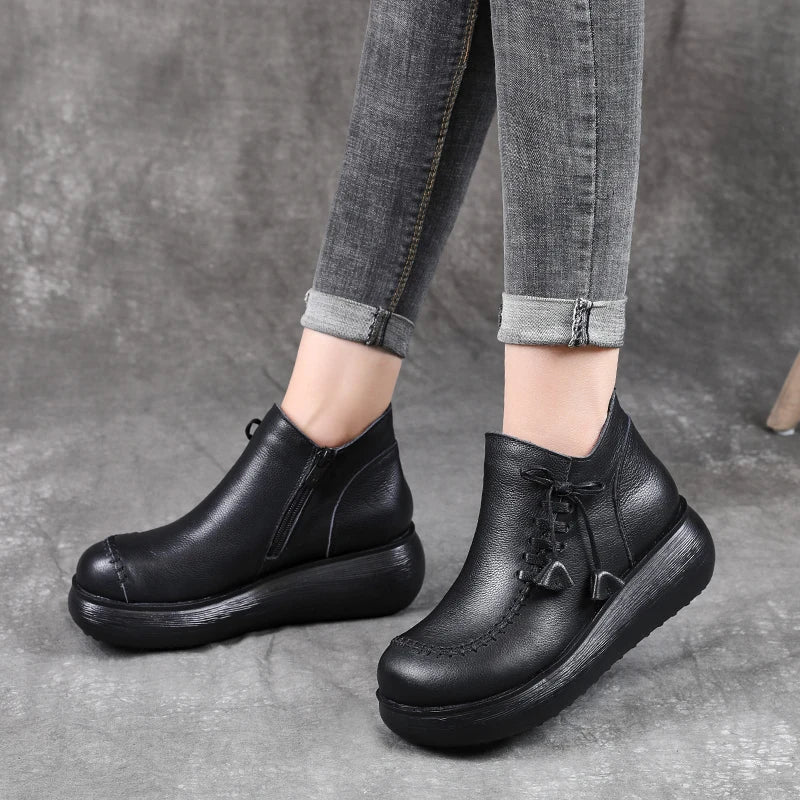 Women Shoes Women Leather Casual Shoes Breathable Fashion Waterproof Flat Platform Shoes