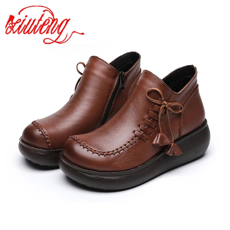 Women Shoes Women Leather Casual Shoes Breathable Fashion Waterproof Flat Platform Shoes