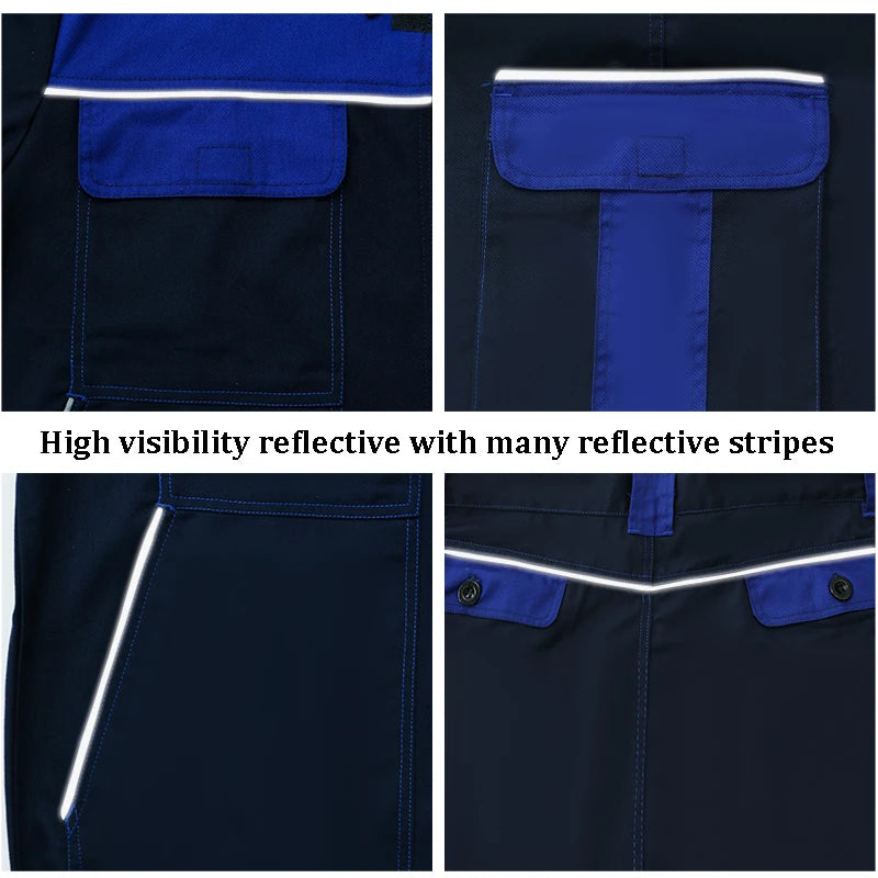 Work Clothing Men Suit Reflective Multi Pockets Work Clothing Men Reflective Workshop Durable Uniforms