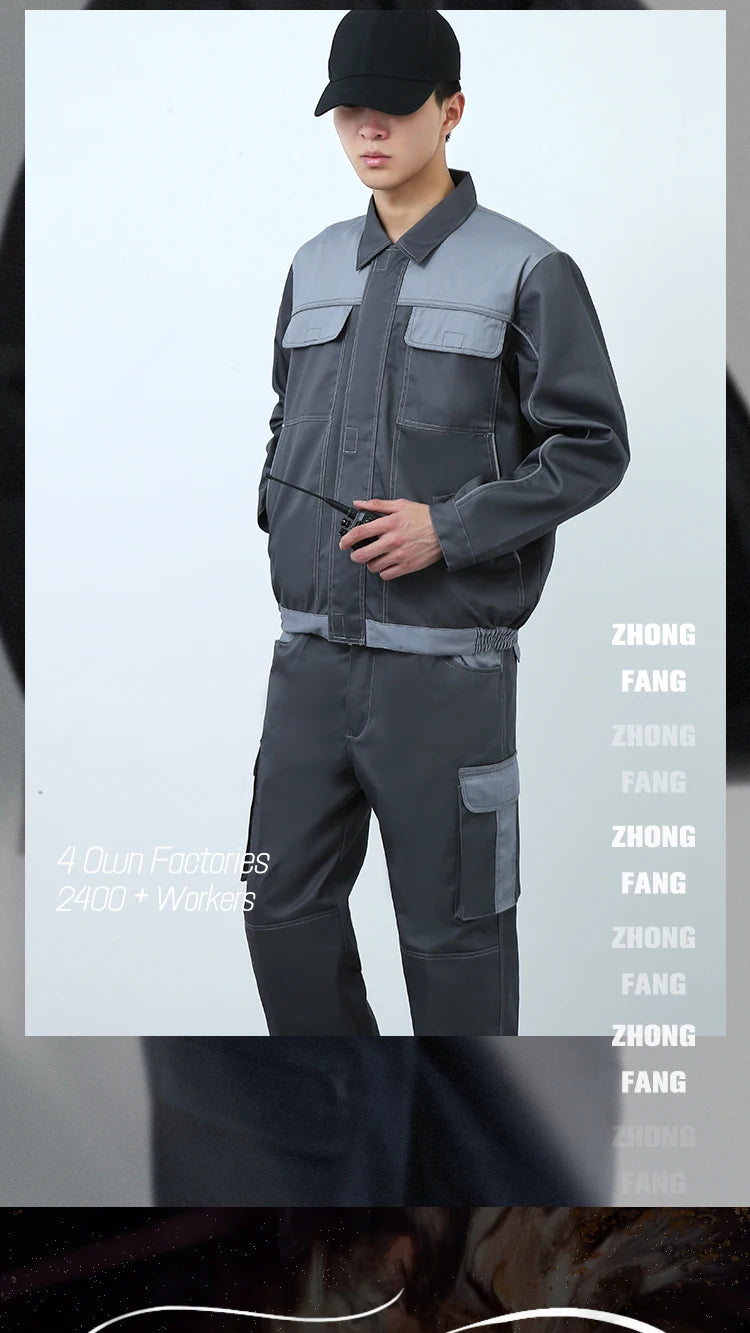 Work Clothing Men Suit Reflective Multi Pockets Work Clothing Men Reflective Workshop Durable Uniforms