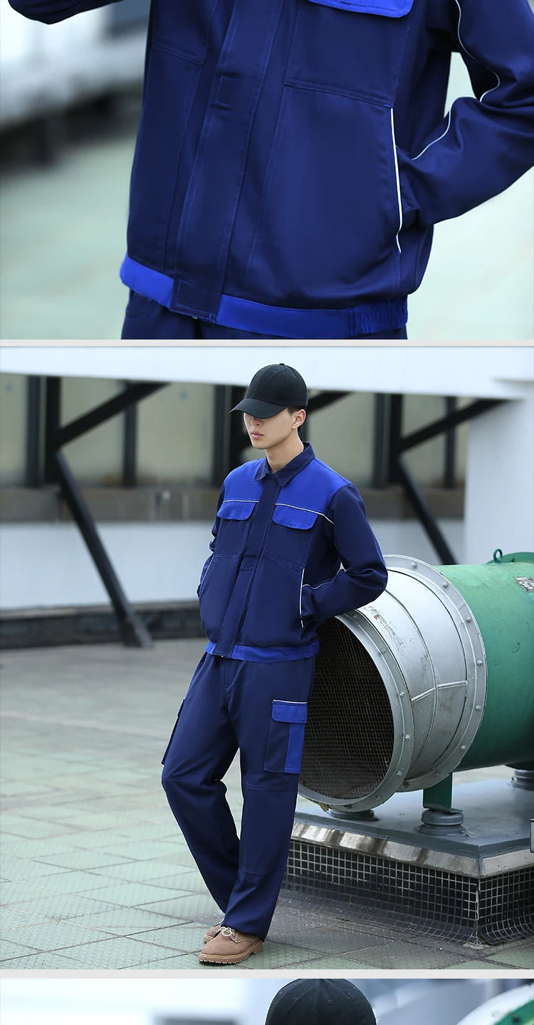 Work Clothing Men Suit Reflective Multi Pockets Work Clothing Men Reflective Workshop Durable Uniforms
