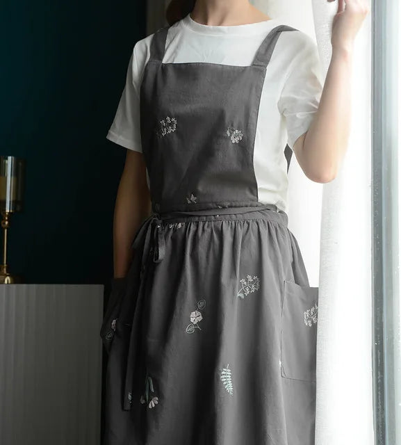 Aprons for Women with Pockets japanese-linen-aprons-for-women Cross Back Cute Apron