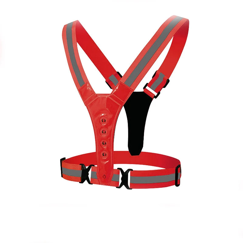 LED Light Safety Reflective Vest Adjustable Warning Night Straps Running Riding Walking