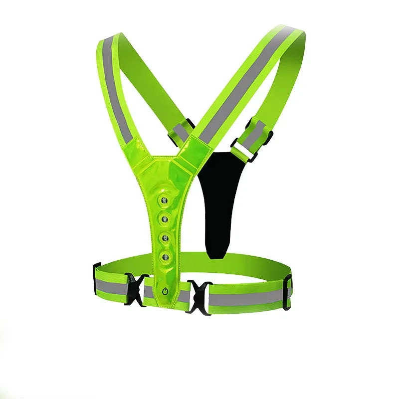LED Light Safety Reflective Vest Adjustable Warning Night Straps Running Riding Walking
