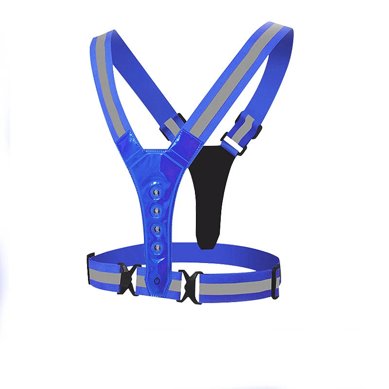 LED Light Safety Reflective Vest Adjustable Warning Night Straps Running Riding Walking