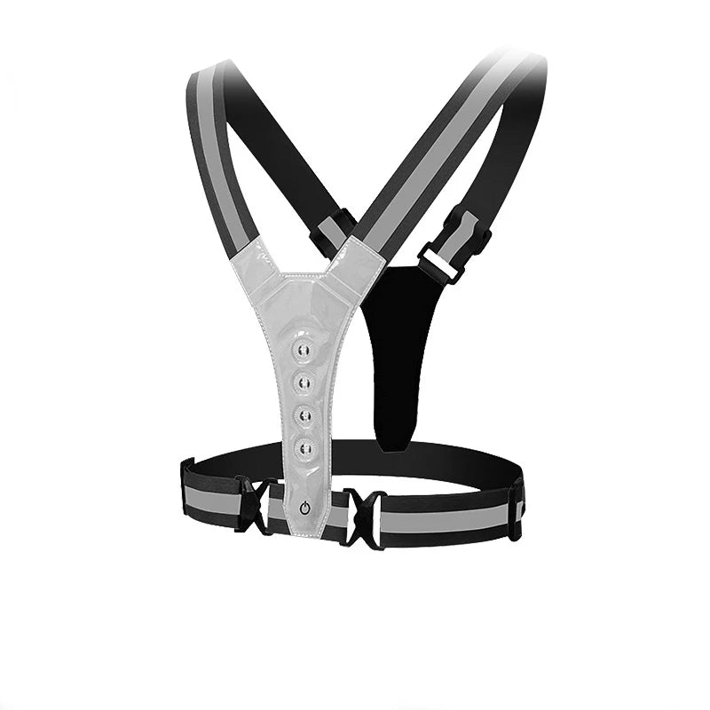 LED Light Safety Reflective Vest Adjustable Warning Night Straps Running Riding Walking