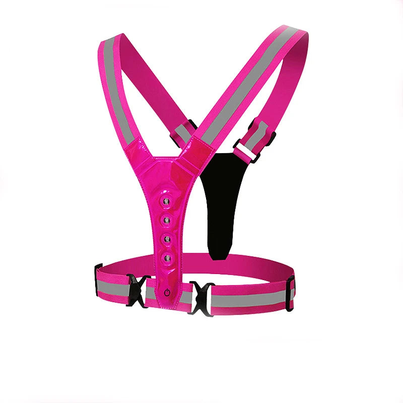 LED Light Safety Reflective Vest Adjustable Warning Night Straps Running Riding Walking