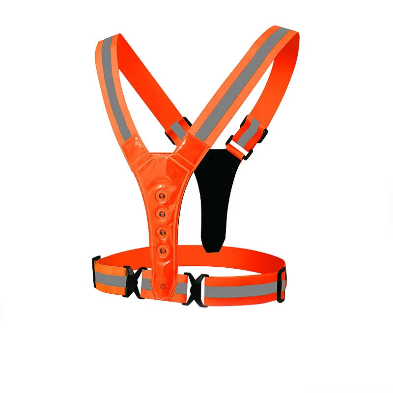 LED Light Safety Reflective Vest Adjustable Warning Night Straps Running Riding Walking