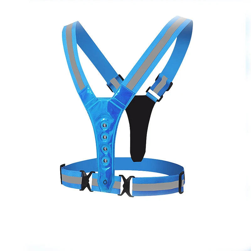 LED Light Safety Reflective Vest Adjustable Warning Night Straps Running Riding Walking