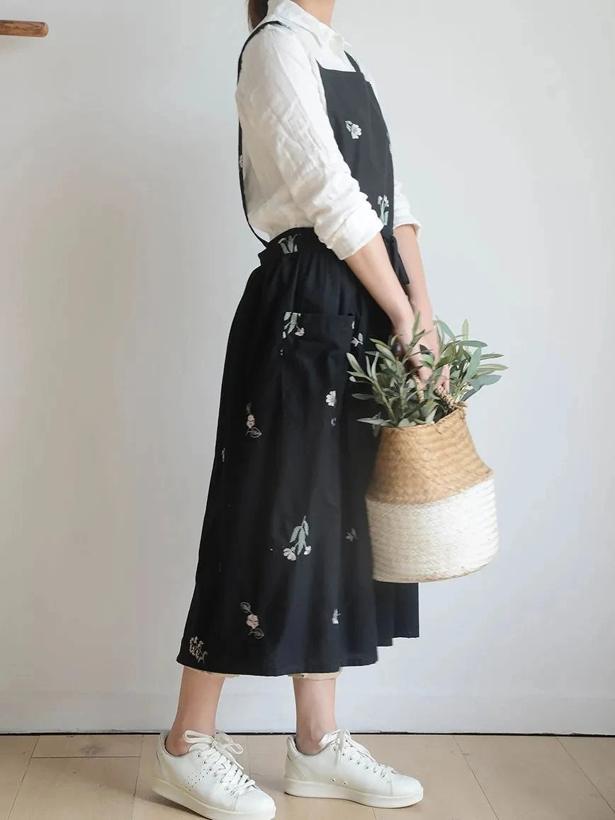 Aprons for Women with Pockets japanese-linen-aprons-for-women Cross Back Cute Apron