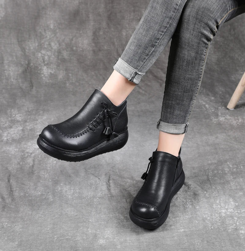Women Shoes Women Leather Casual Shoes Breathable Fashion Waterproof Flat Platform Shoes