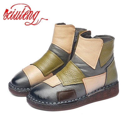 Women's Boots Leather Boots Women's Boots Female Shoe Boots On Flat Sole Botas
