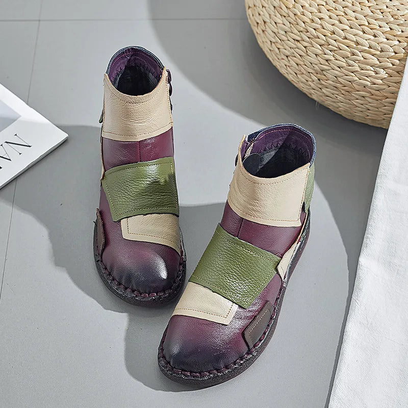 Women's Boots Leather Boots Women's Boots Female Shoe Boots On Flat Sole Botas