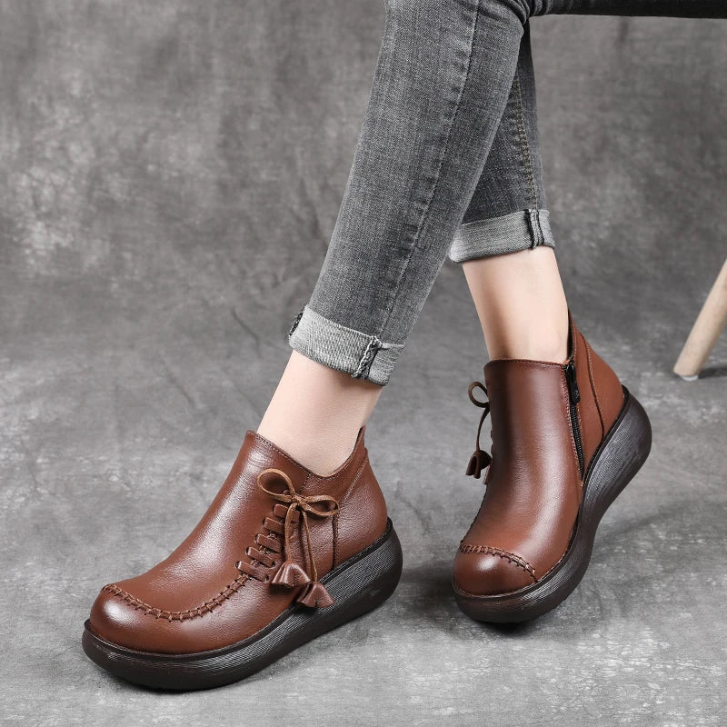 Women Shoes Women Leather Casual Shoes Breathable Fashion Waterproof Flat Platform Shoes