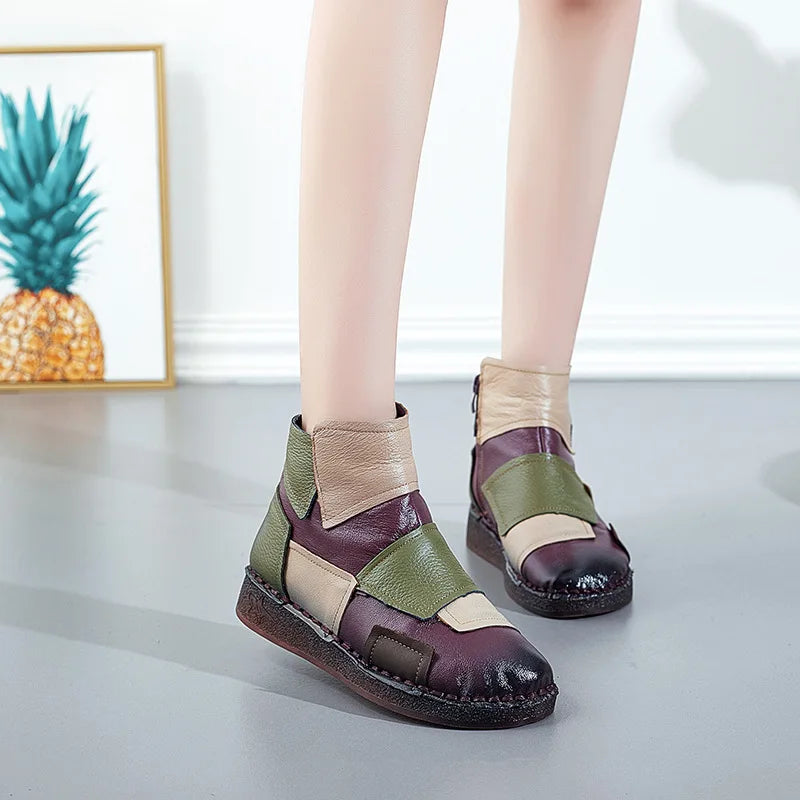 Women's Boots Leather Boots Women's Boots Female Shoe Boots On Flat Sole Botas
