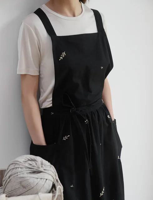 Aprons for Women with Pockets japanese-linen-aprons-for-women Cross Back Cute Apron